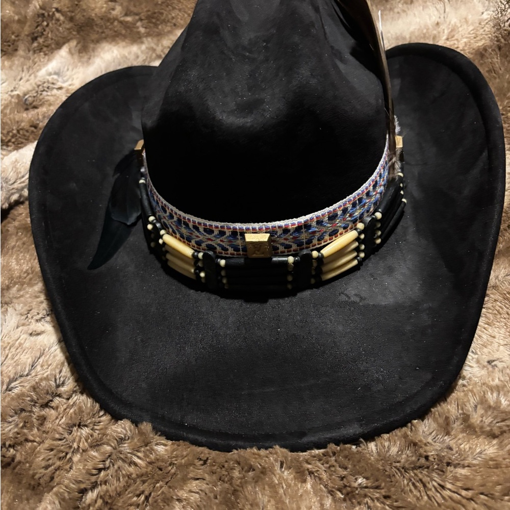 Black Western Hat with Beaded Band